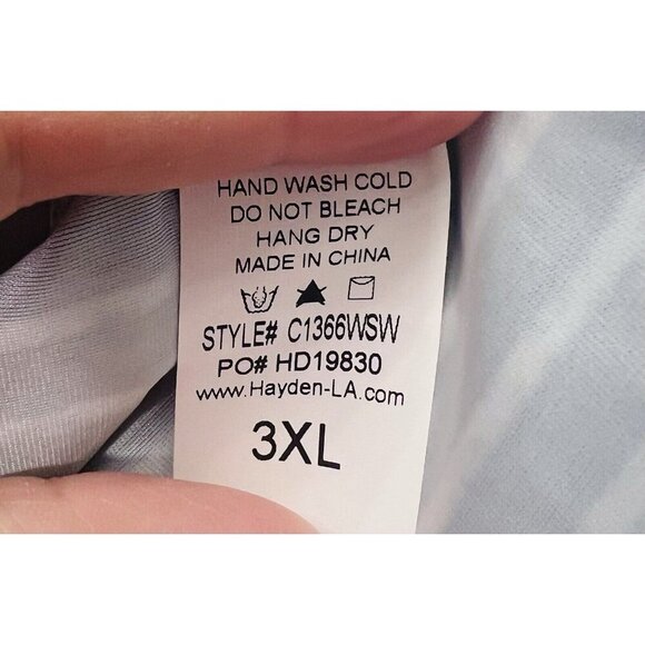 Hayden Los Angeles Bathing Suit Vertical Blue White Stripes Deep V Plus Size 3XL - Picture 9 of 10